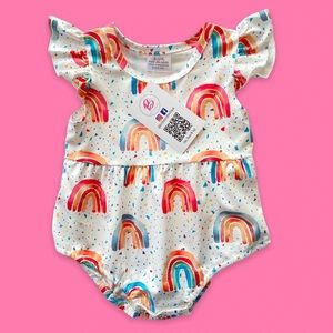 Baby Girl Boutique White Rainbow Romper